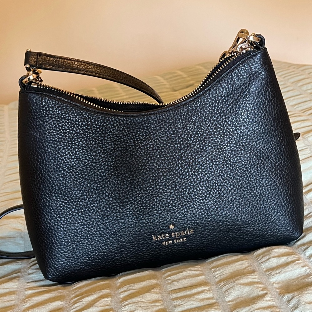 Kate Spade New York Zippy Pebbeled Leather Convertible Crossbody Bag, Black